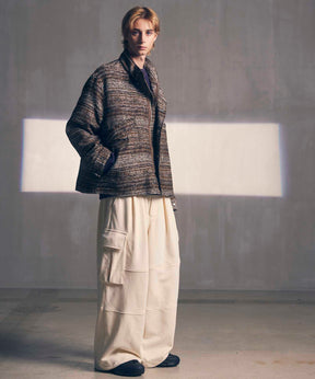 【SALE】Mall Tweed Jacquard Dress-Over Short Mods Coat