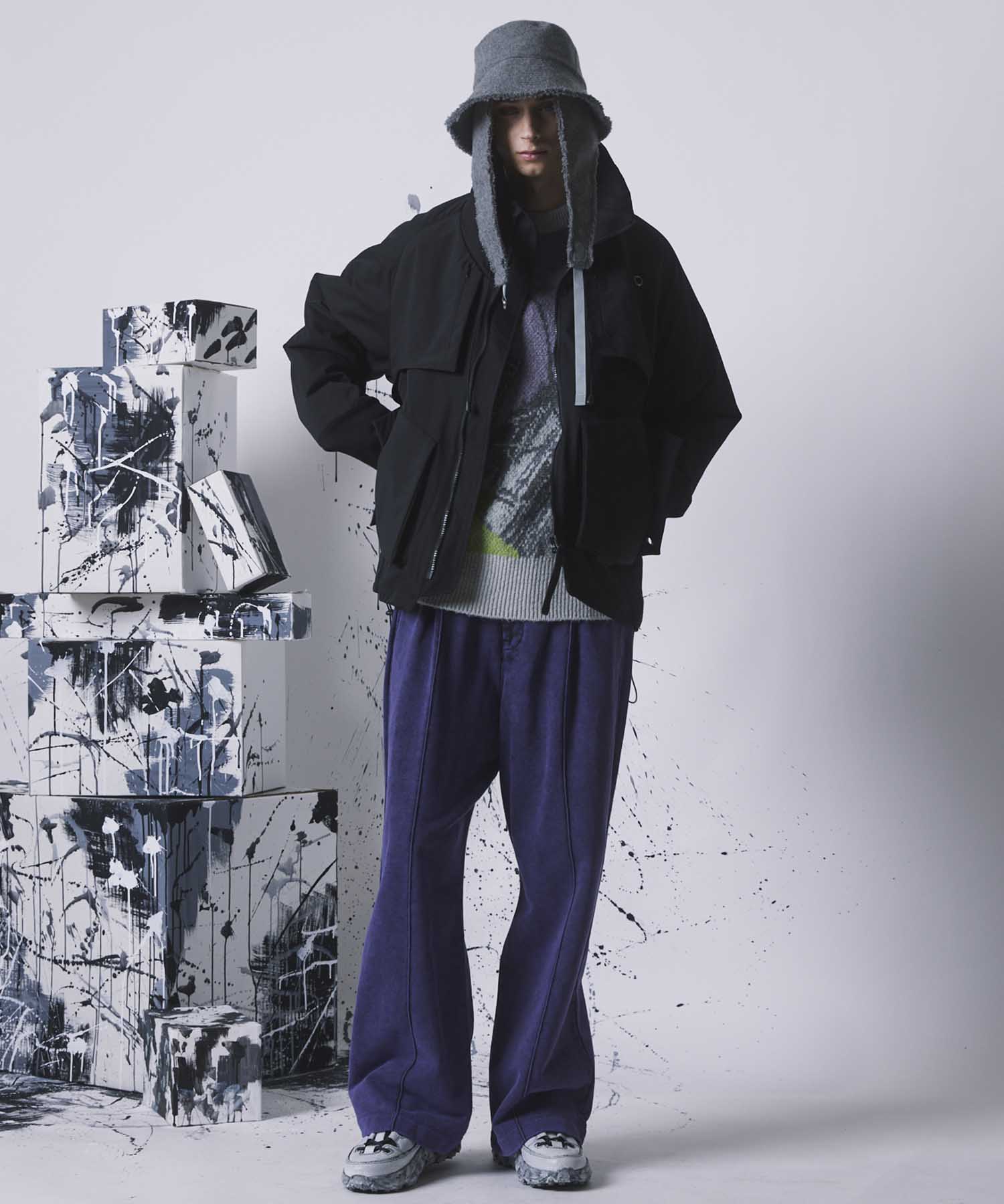 Chemical Over-Dye Heavy-Weight Sweat Pin tuck Easy Wide Pants