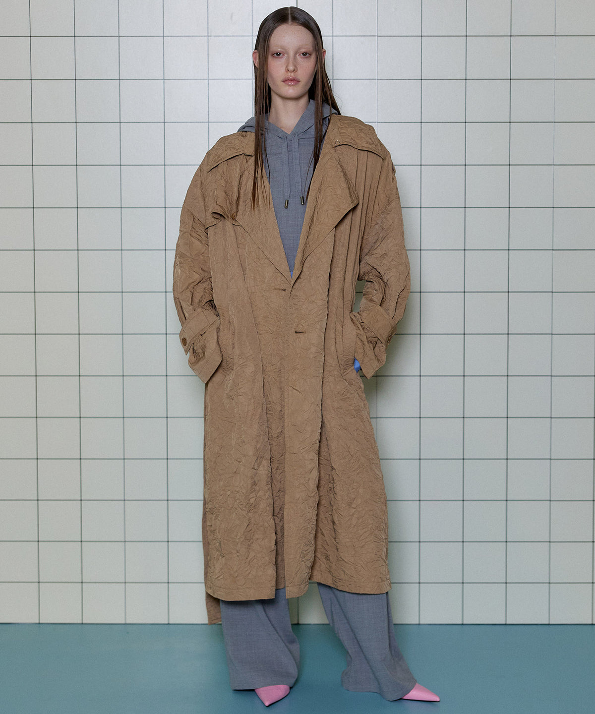 【24SPRING PRE-ORDER】Washer Pleats Trench Coat