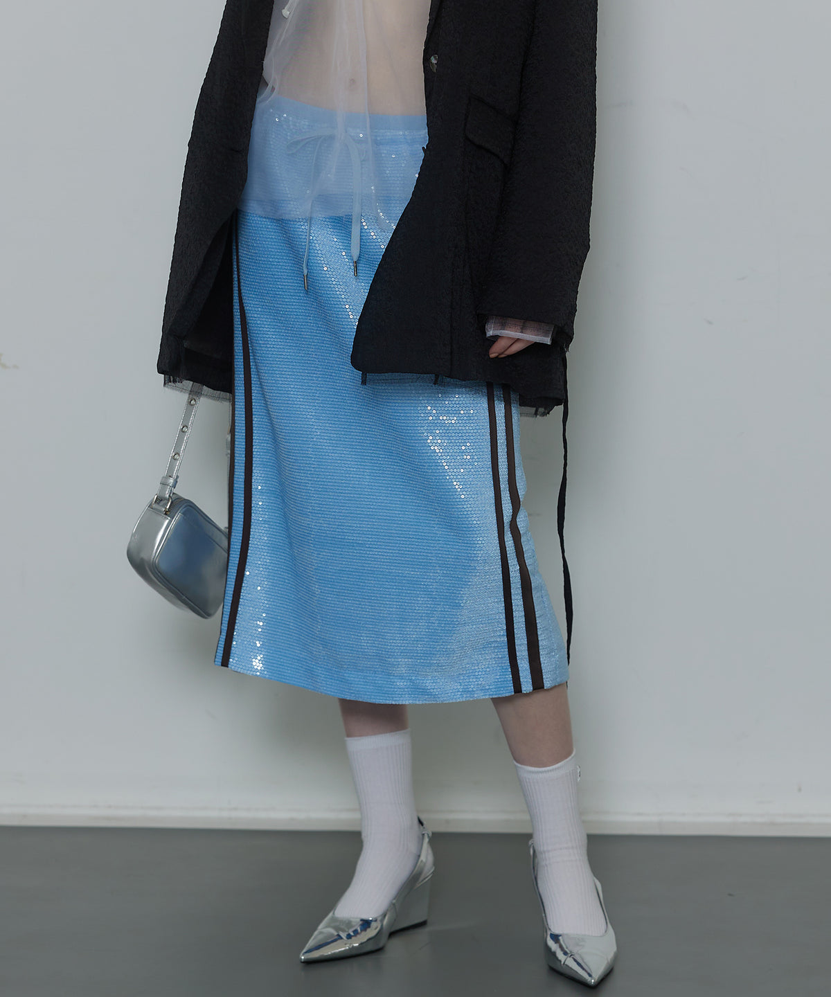 【SALE】Sequins Side Line Track Skirt