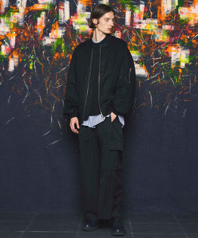 High Count Wool Prime-Wide Cargo Pants