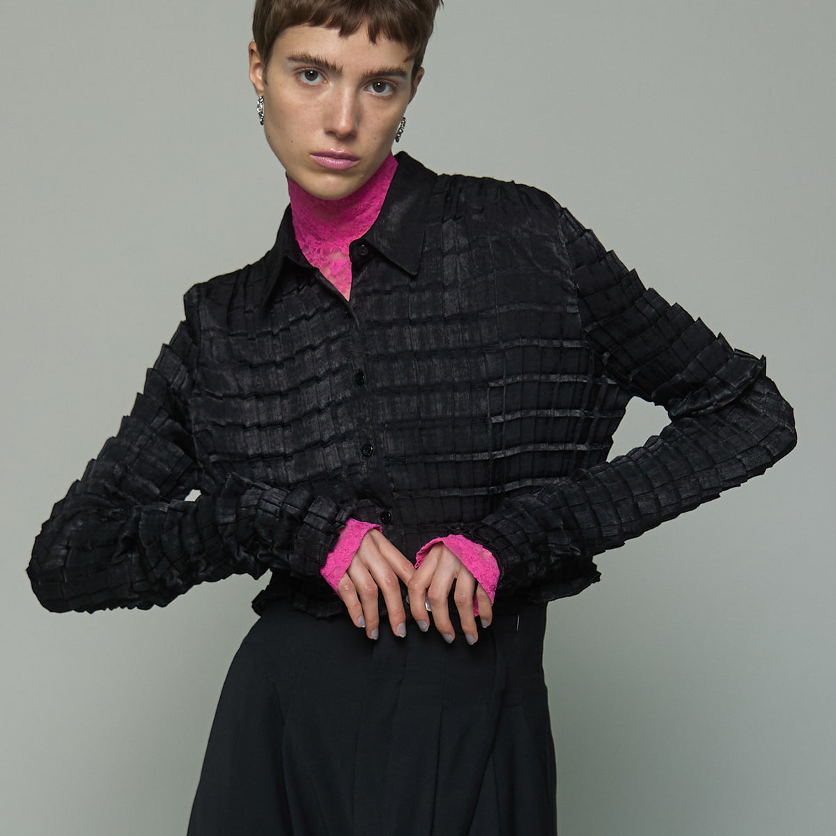 SALE】Box Pleated Shirt 