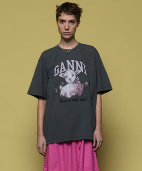 【GANNI】Future Heavy Jersey Lamb Short T-shirt