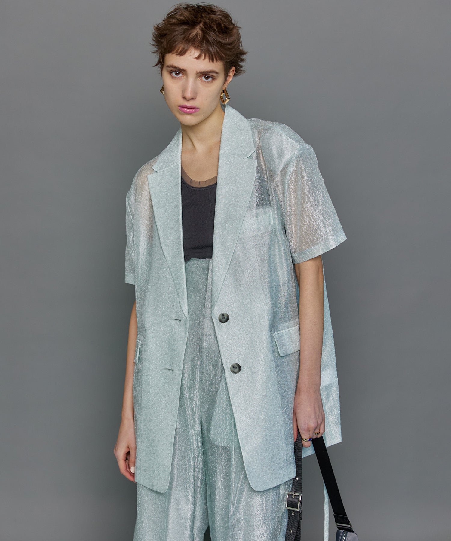 Sheer Jacquard Oversized Jacket