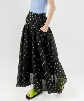 【PRE-ORDER】Floral Pattern Jacquard Voluminous Skirt