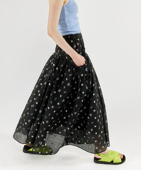 【PRE-ORDER】Floral Pattern Jacquard Voluminous Skirt