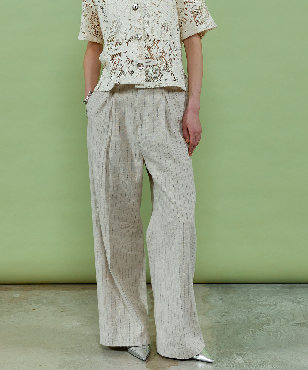 SALE】Linen High Waist Pants