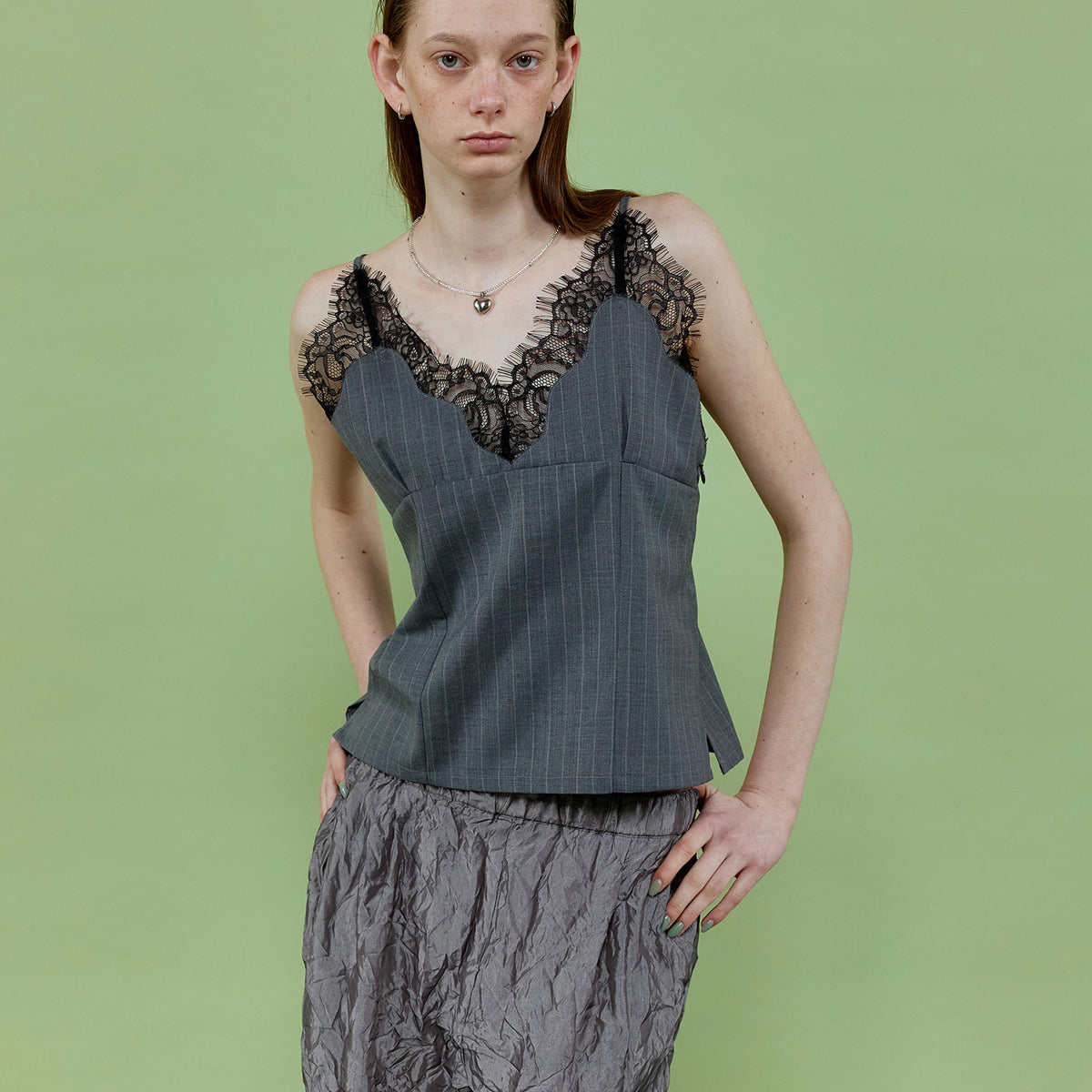 Pinstripe Lace Camisole