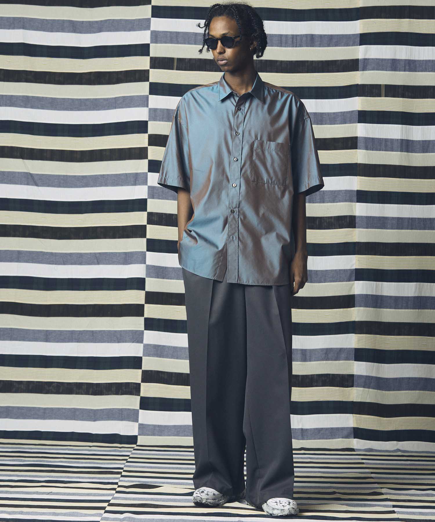 Wool Mix Continuous Tow-Tuck Wide Pants