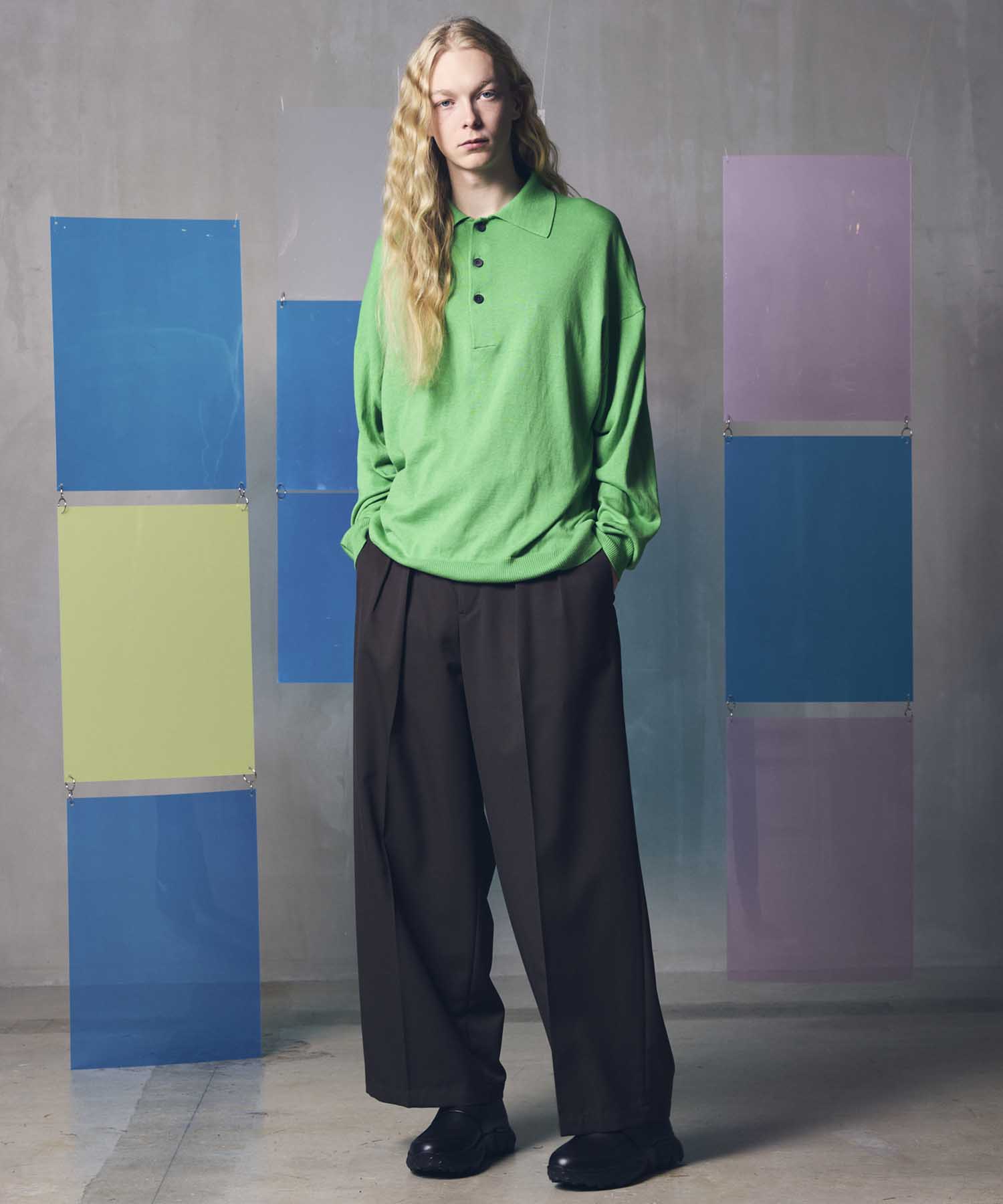 PRE-ORDER】Wool Mix Continuous Tow-Tuck Wide Pants