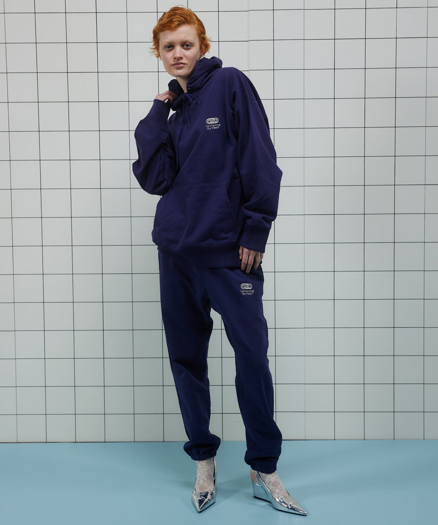 Connecting Embroidery Sweat Pants