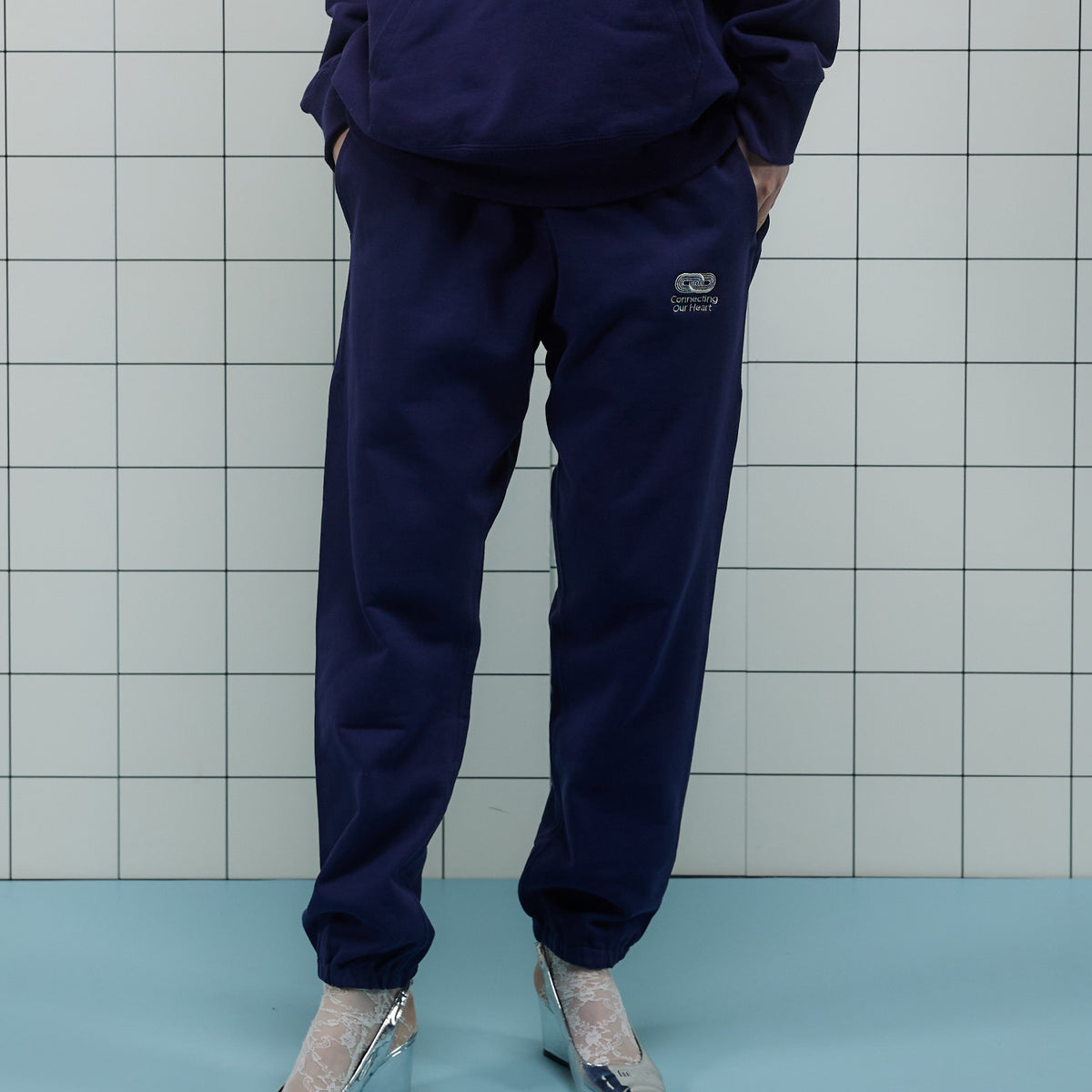 Connecting Embroidery Sweat Pants