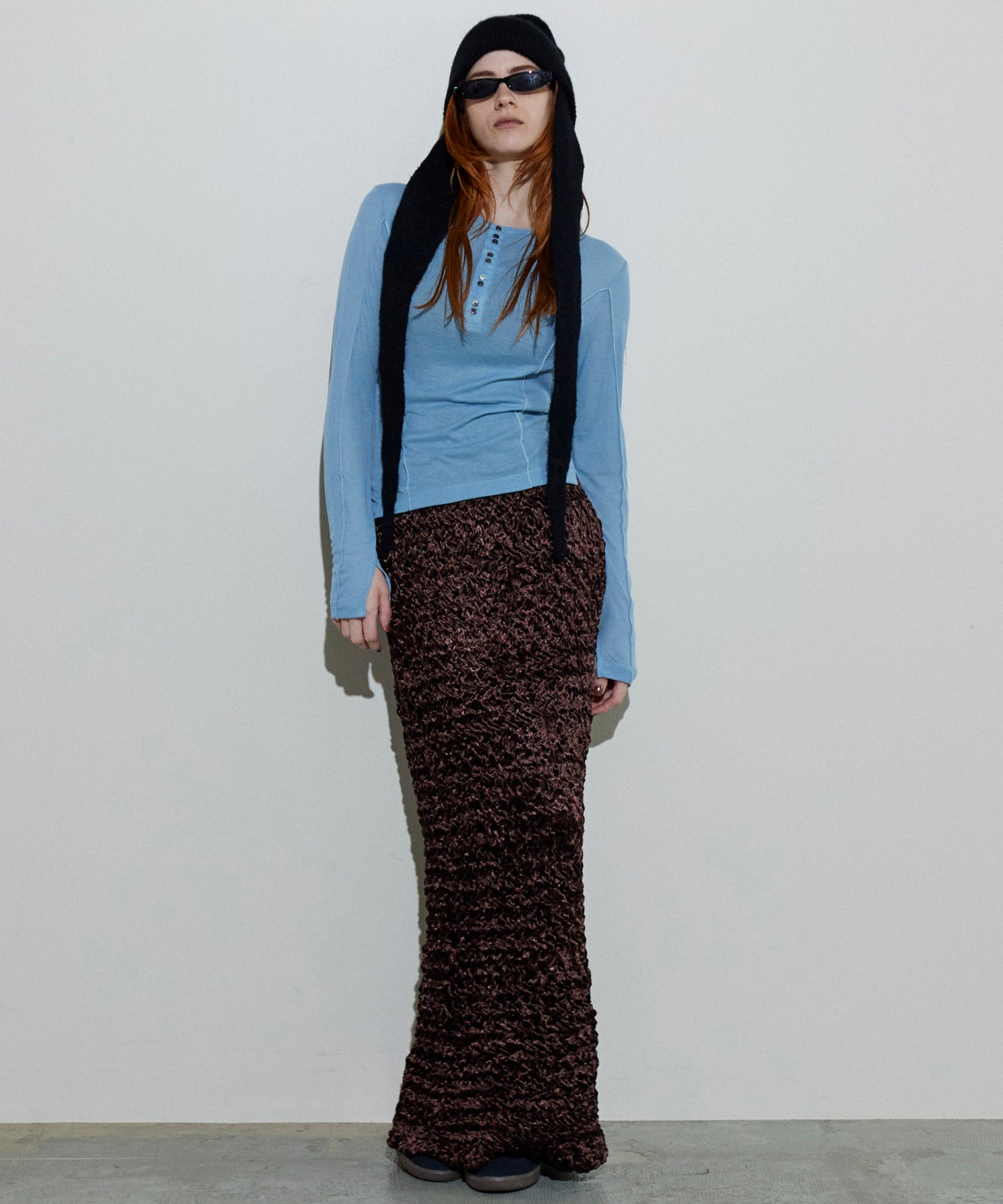 【24AUTUMN PRE-ORDER】Shirring Velor Tight Skirt
