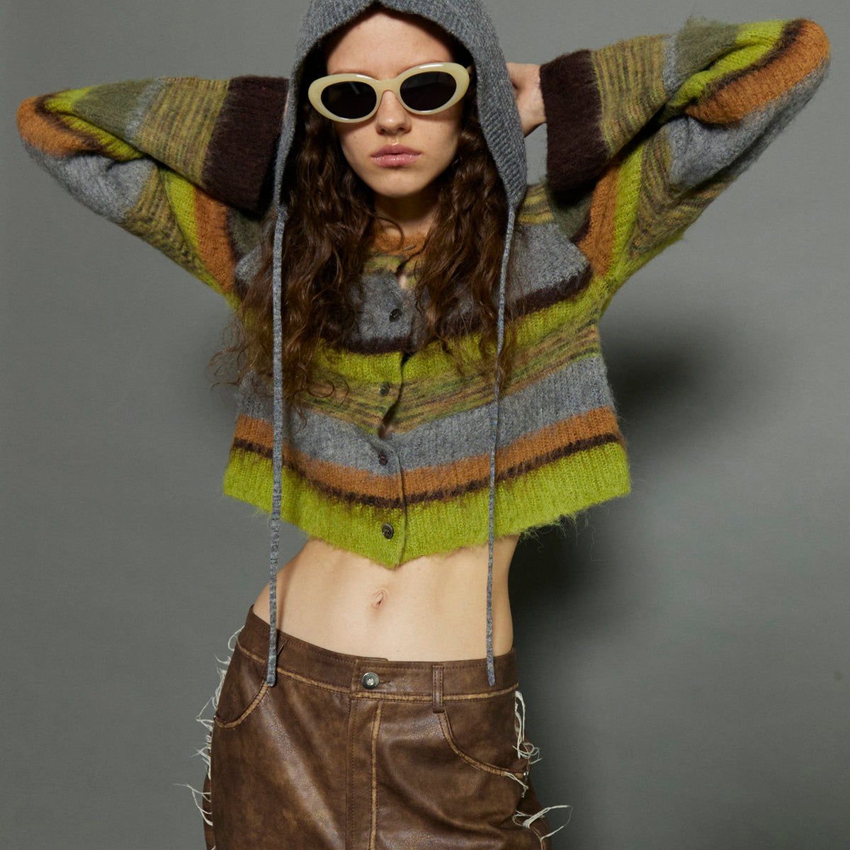 24AUTUMN PRE-ORDER】Multi Border Short Length Knit Cardigan 