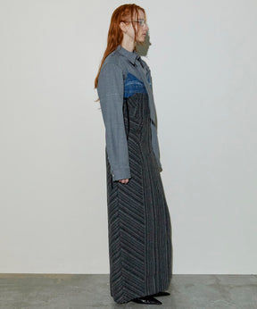 Denim Tweed Combination Maxidresses