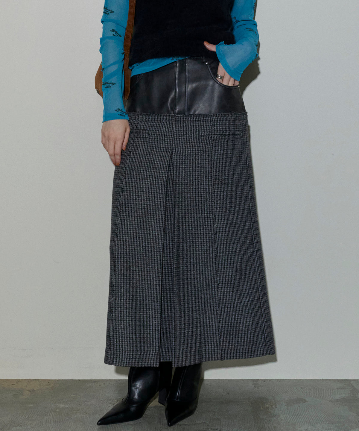 [24Autumn Pre-Order] TWEED LAYERED BOX PLEATED SKIRT