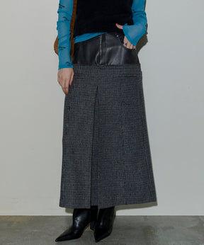 Tweed Layered Box Pleated Skirt