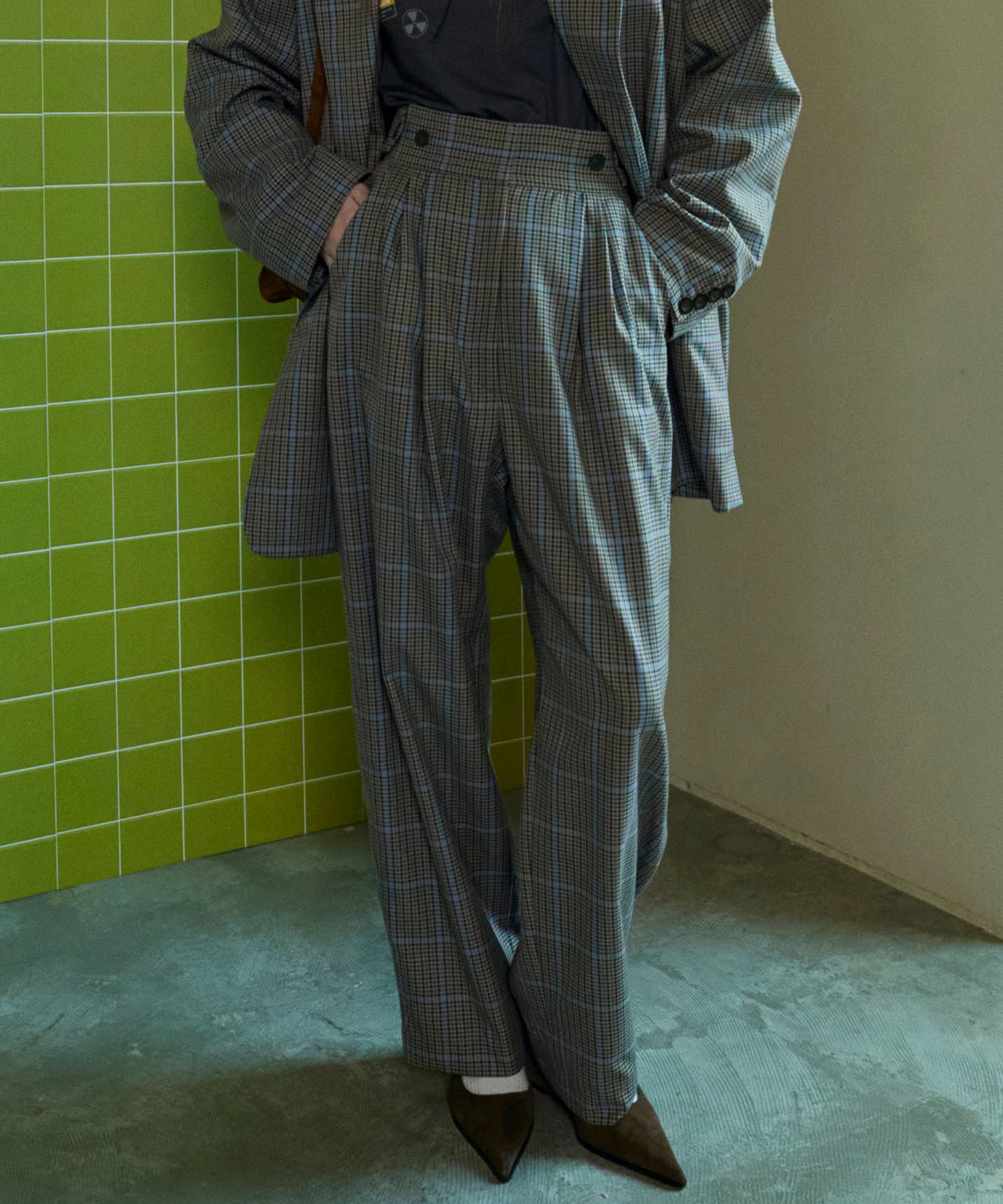 2WAY WAIST CHECKERED PANTS