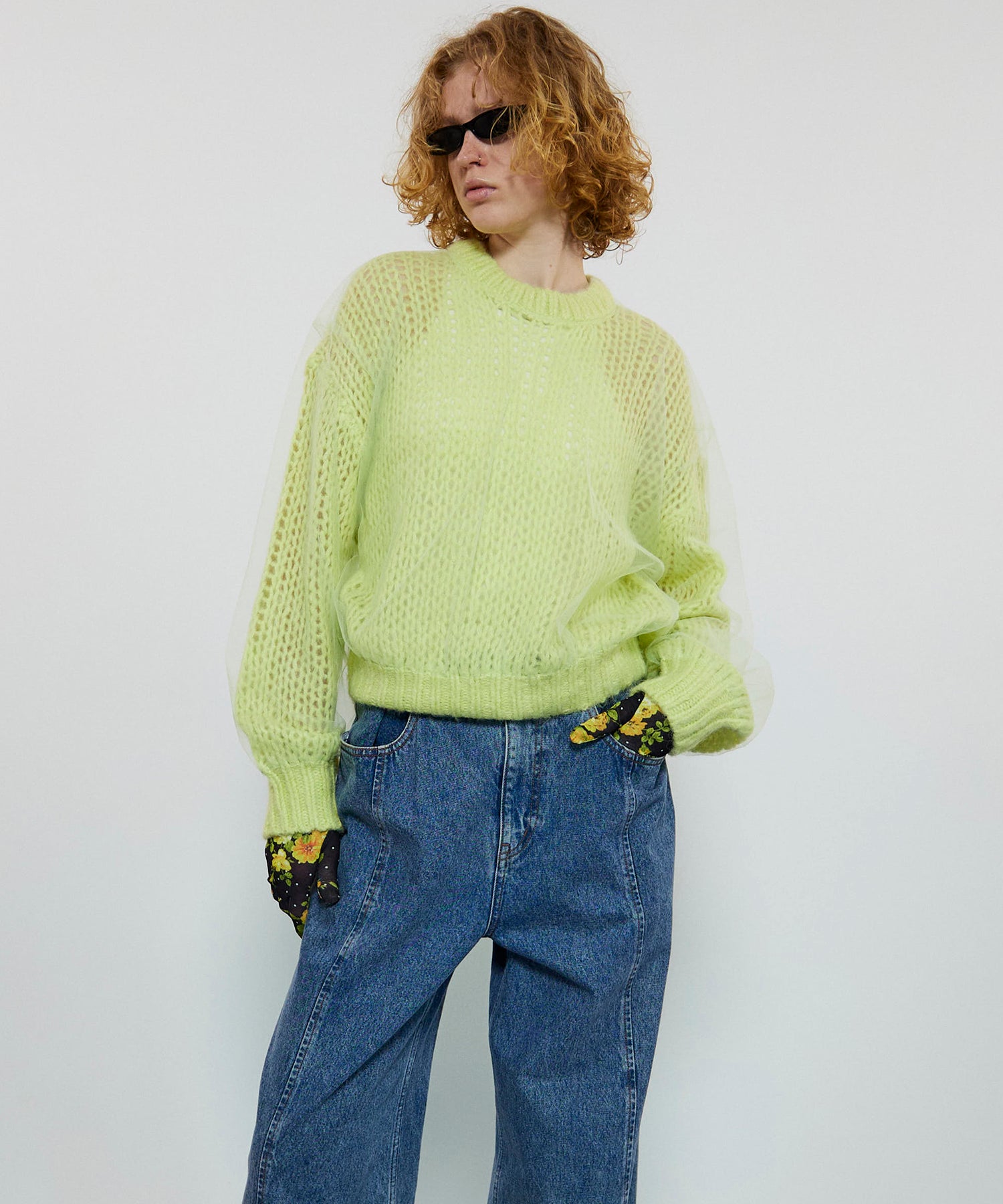 【24AUTUMN PRE-ORDER】Tulle Layered Low Gauge Reversible Knit Pullover