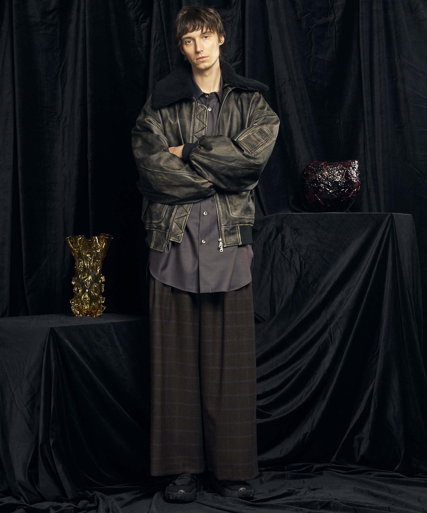 [Italian Dead Stock Fabric] Baggy Wide Pants