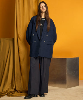 Wool Mix Continuous Town-Tuck Wide Pants