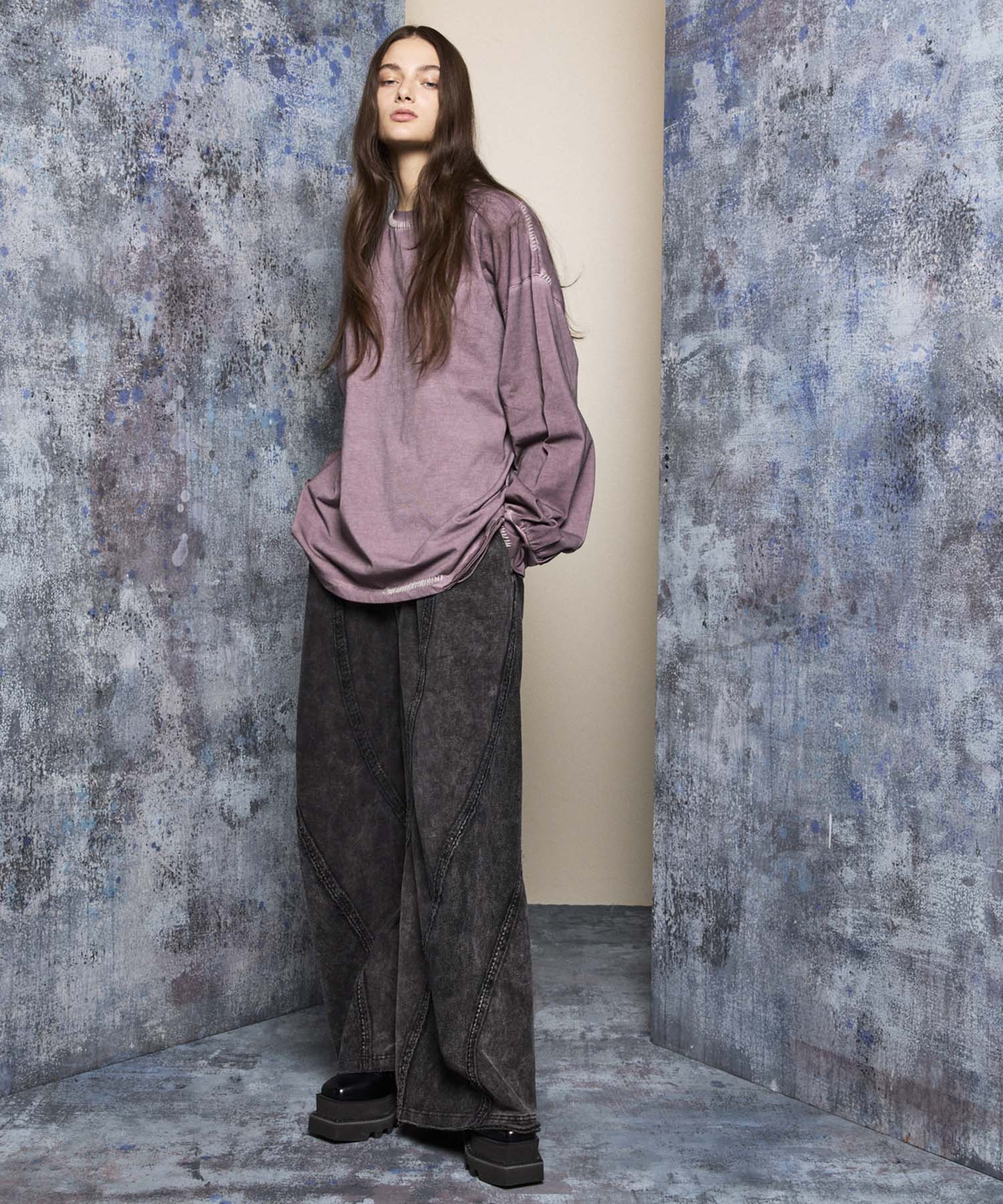 【24AW PRE-ORDER】Chemical Over-Dyed Inside-Out Sweat Wide Pants