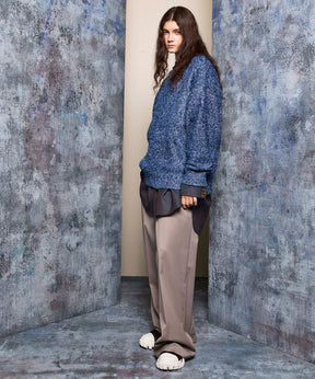 Wool Mix Continuous Town-Tuck Wide Pants