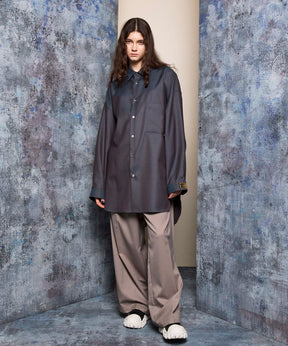 Wool Mix Continuous Town-Tuck Wide Pants