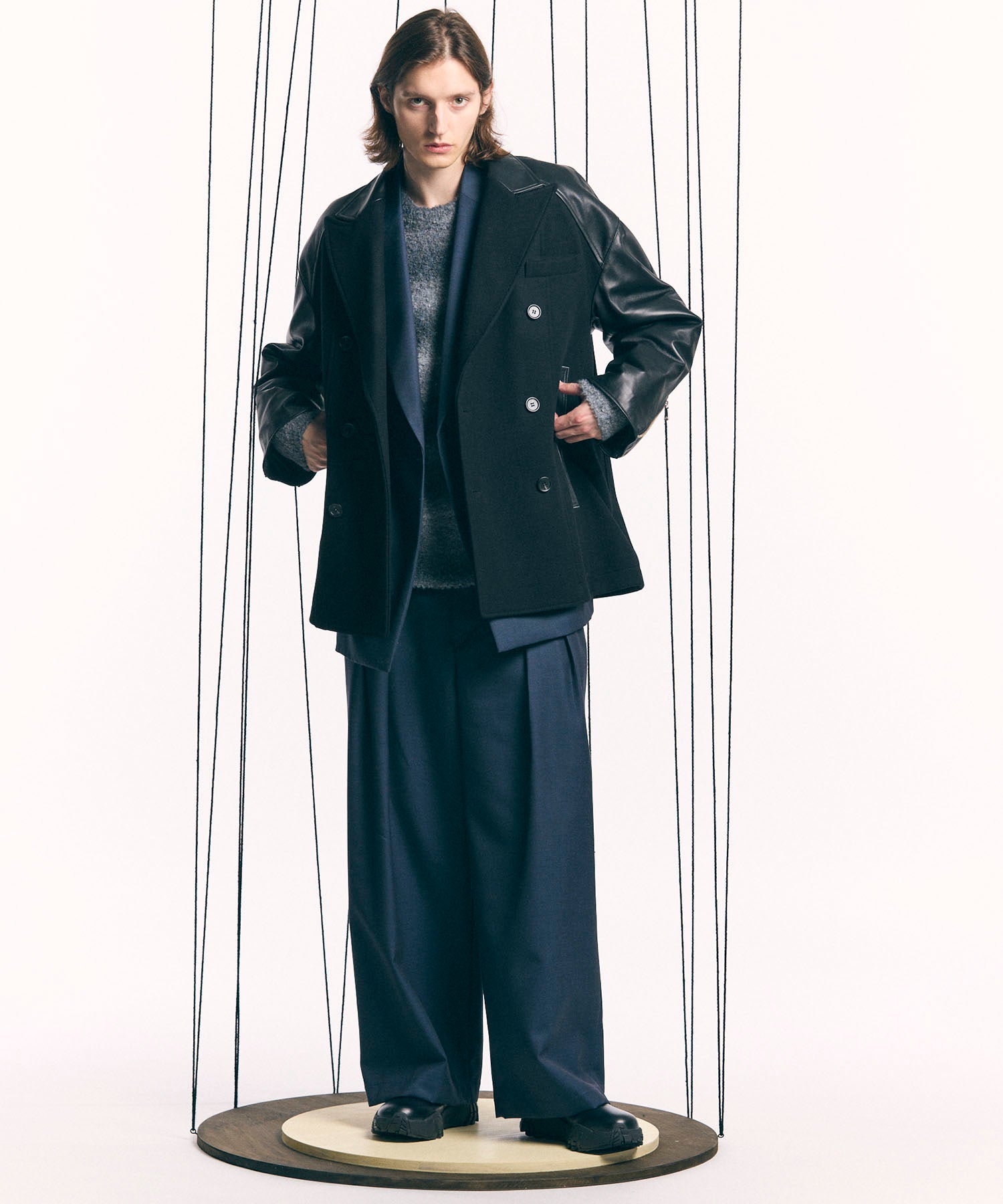 【24AW PRE-ORDER】Sheep Leather Prime-Over Pea Coat