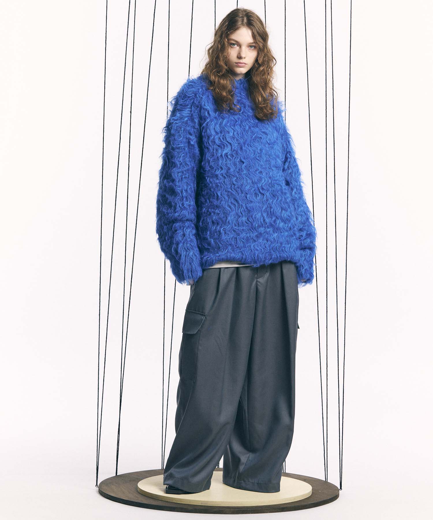 [24AW Pre-Order] Prime-Over Mixed Color Shaggy Crew Neck Knit Pullover.