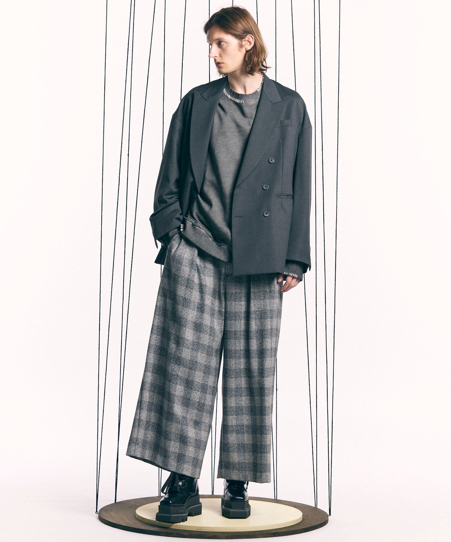 【Italian Dead Stock Fabric】Baggy Wide Pants