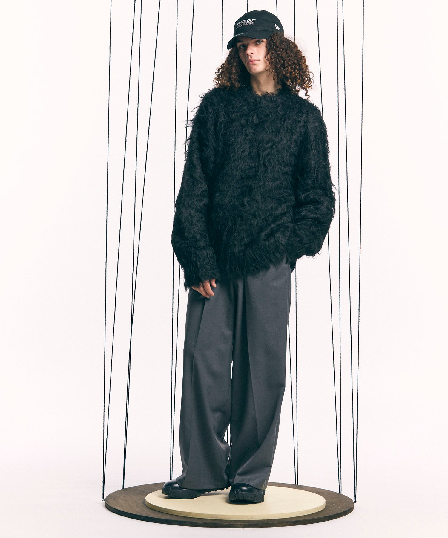 Wool Mix Continuous Town-Tuck Wide Pants