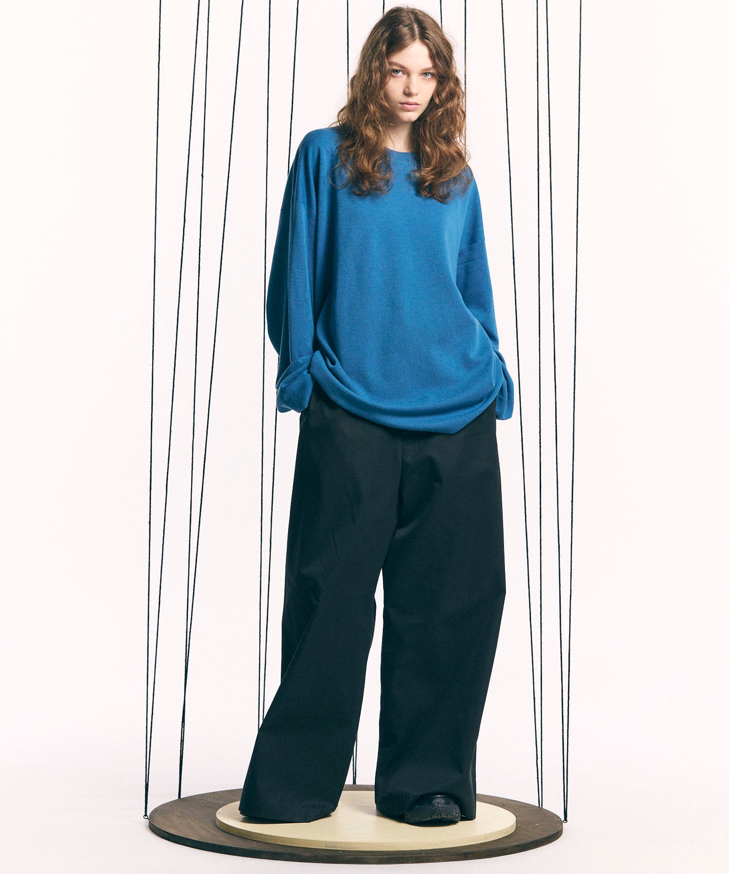 120/2/2/2/2/2/SUVIN COTTON GABARDINE BUGGY WIDE PANTS