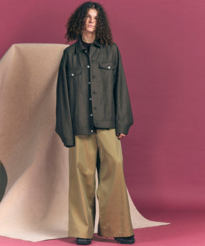 120/2/2/2/2/2/SUVIN COTTON GABARDINE BUGGY WIDE PANTS