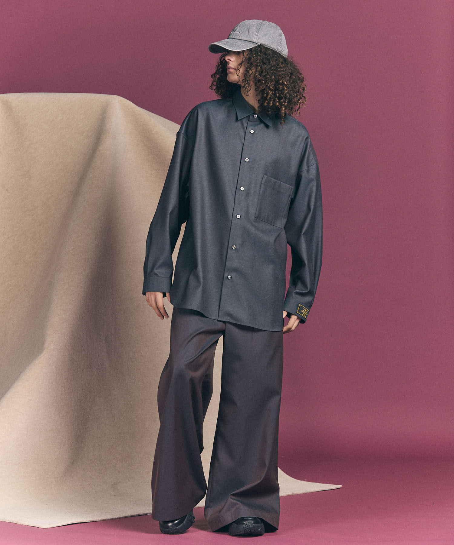 120/2/2/2/2/2/SUVIN COTTON GABARDINE BUGGY WIDE PANTS