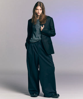 Wool Mix Continuous Town-Tuck Wide Pants