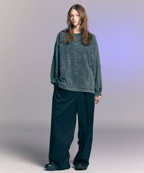 Wool Mix Continuous Town-Tuck Wide Pants