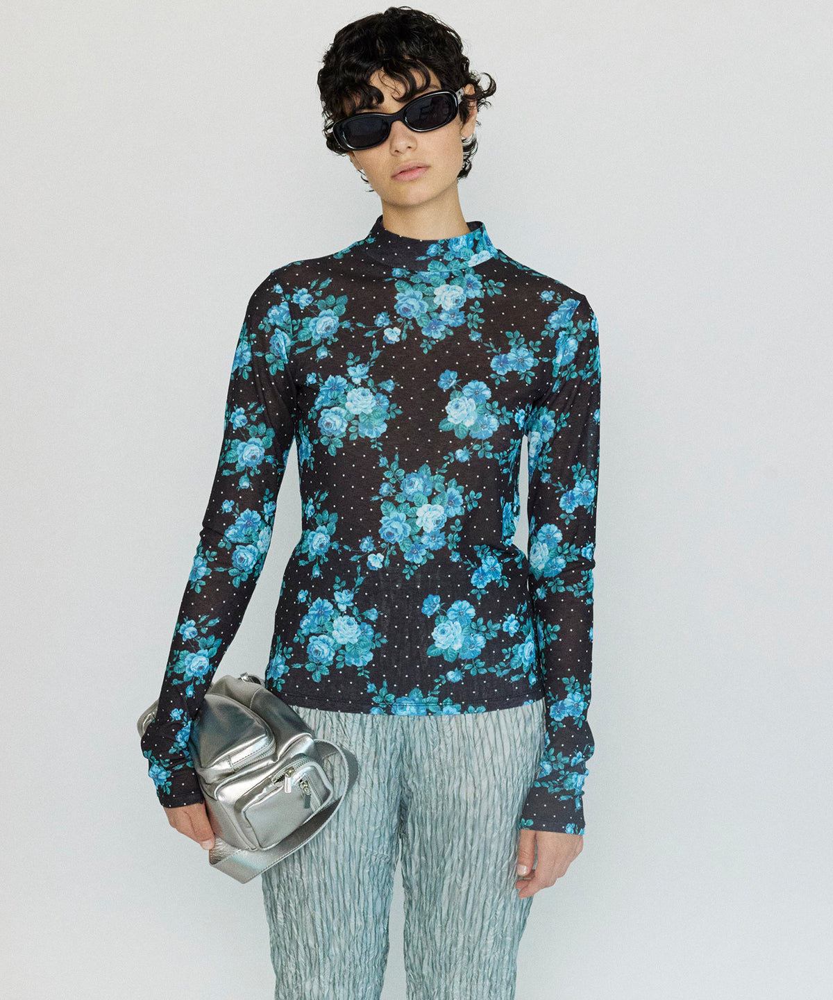 [24Autumn Pre-Order] Flower Dot Turtle High Neck Tops