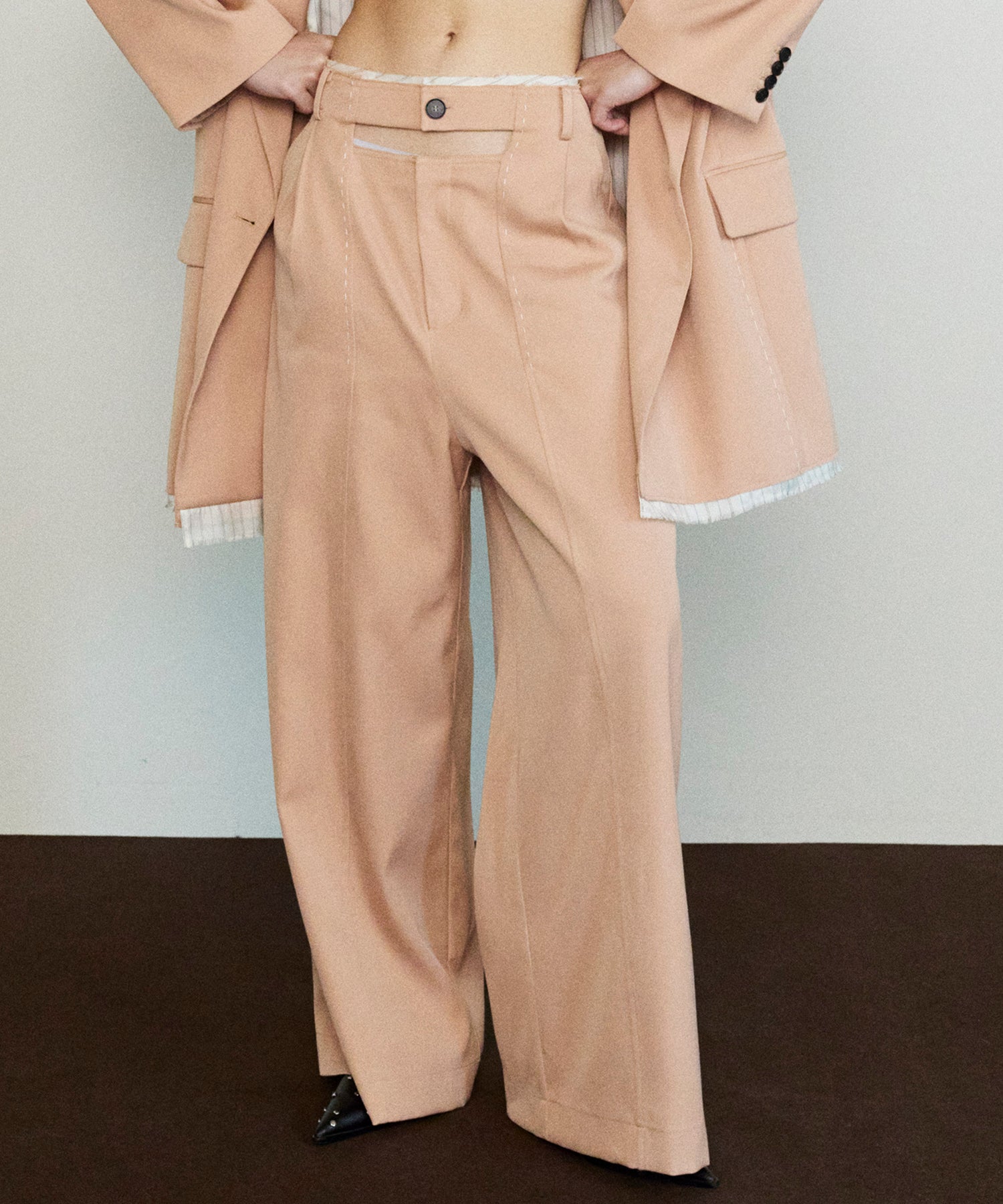 [24Autumn Pre-Order] Front Cut Stitch Wide Pants