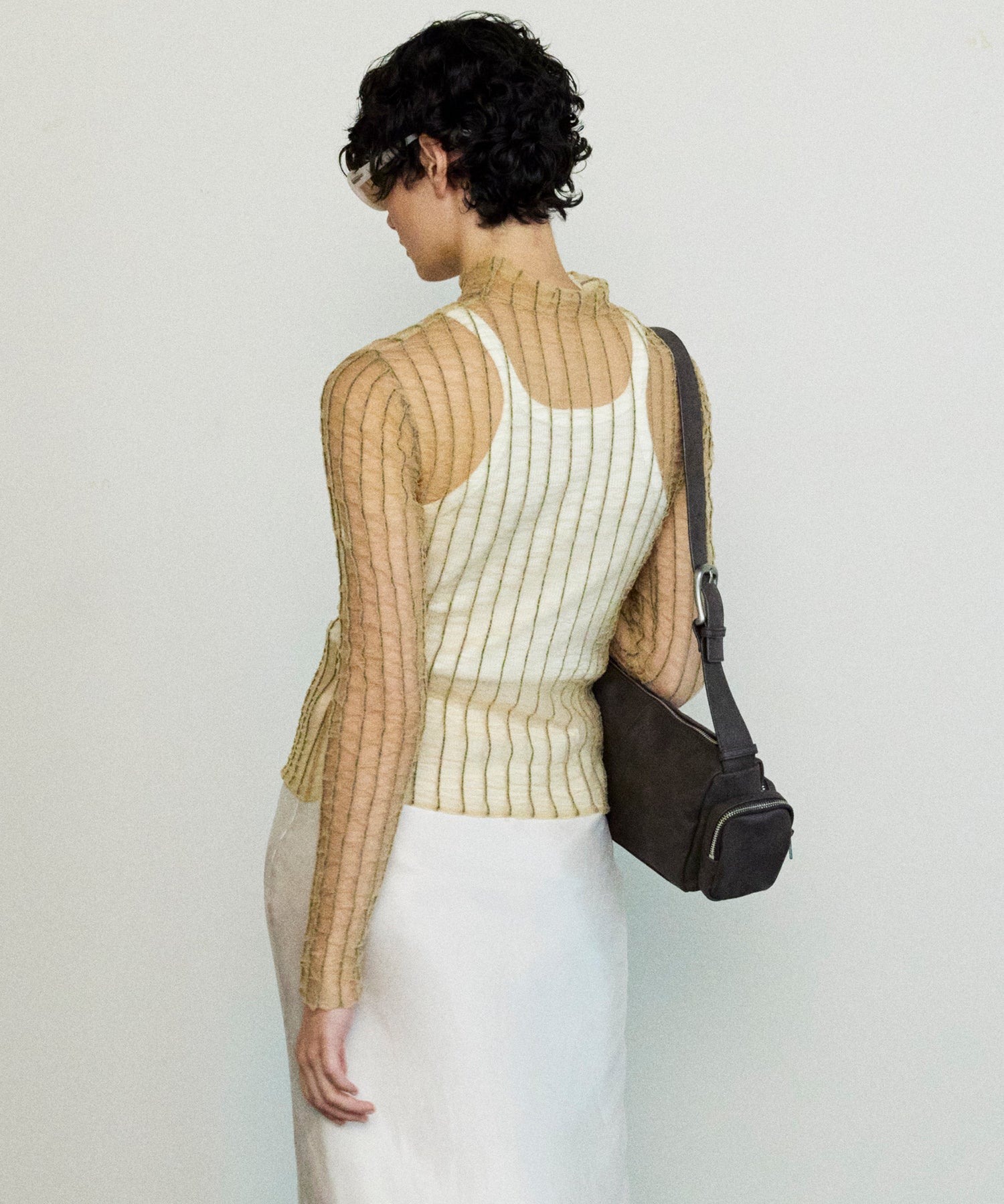 Shirring Stripe Sheer Knitwear