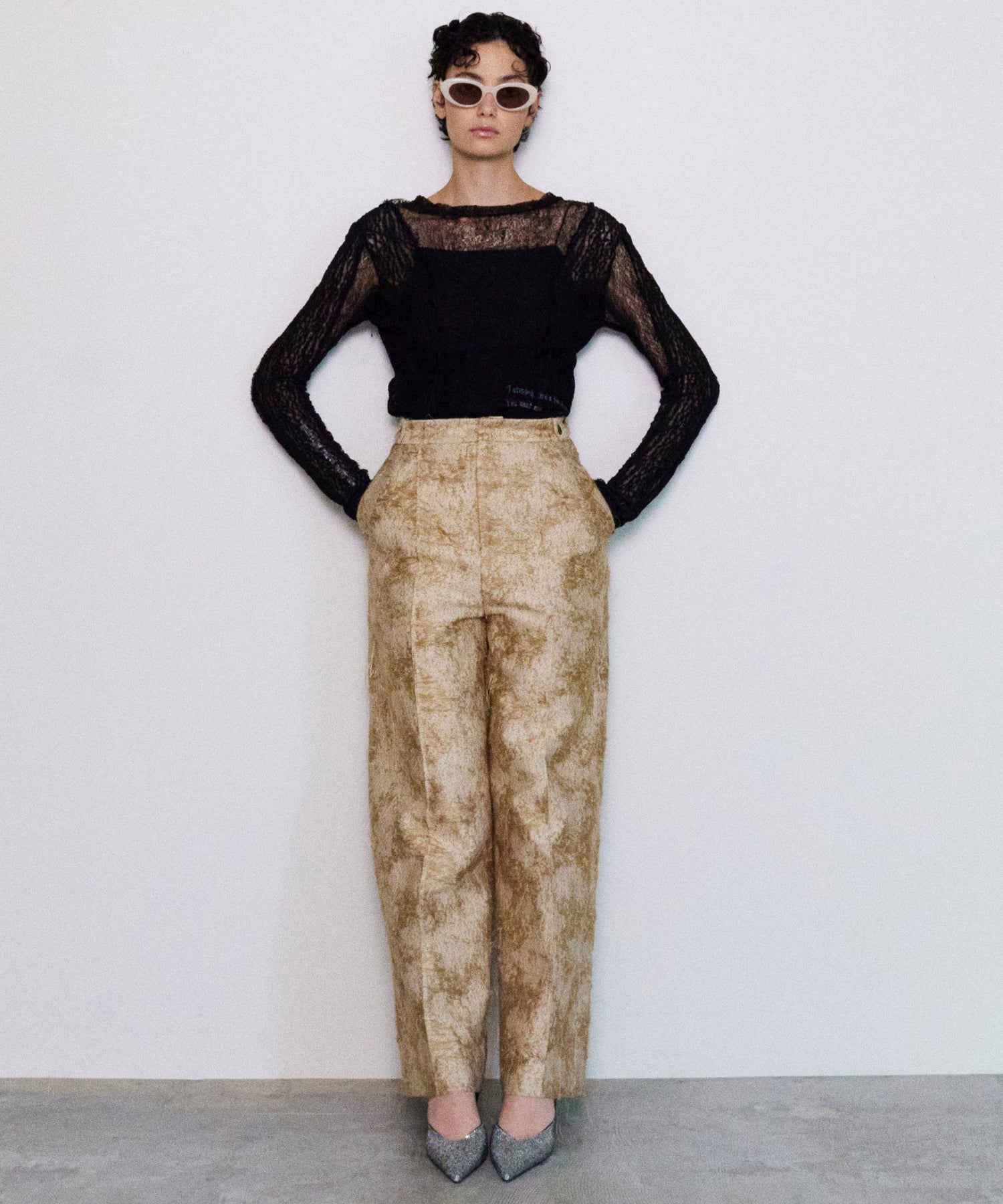 Cut Fringe Jacquard Pants