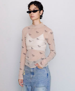 [24Autumn PRE-ORDER] BLESSING FLOCKY PRINT TURTLENECK TOPS