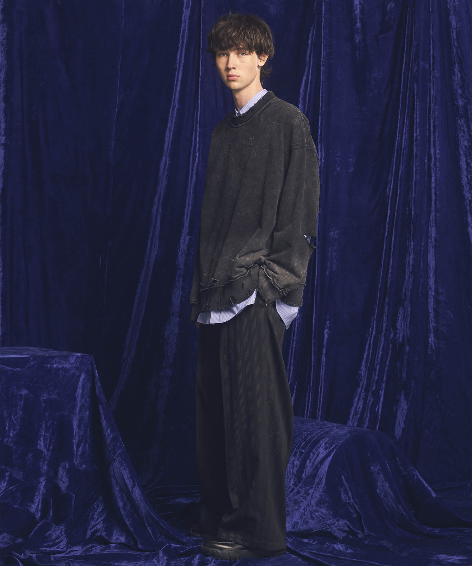 【Italian Dead Stock Fabric】Two-Tuck Wide Pants