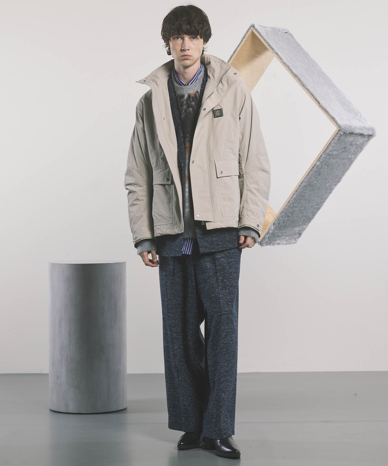 【24AW PRE-ORDER】Washed Nylon Prime-Over Metal Plate Blouson