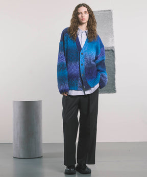 [24AW Pre-Order] Pinori Long Space-Dye Gradation Prime-Over V-Neck Knit Cardigan