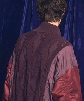 【24AW PRE-ORDER】Different Material Docking Prime-Over Half Zip Pullover