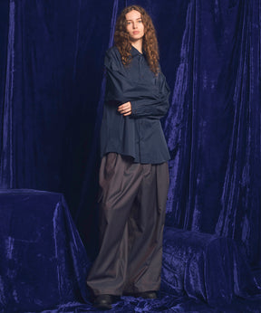 4 Colors CHAMBRAY WASHABLE WOOL PRIME-WIDE CARGO PANTS