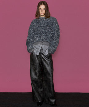 【24WINTER PRE-ORDER】Cocoon Wide Silhouette Vegan Leather Pants