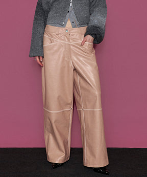 【24WINTER PRE-ORDER】Cocoon Wide Silhouette Vegan Leather Pants