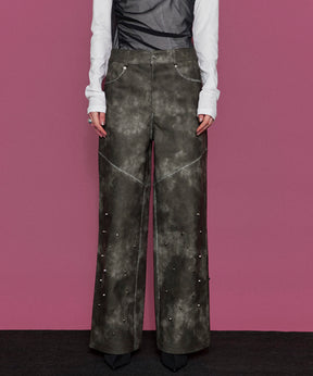 【24WINTER PRE-ORDER】Studs Vegan Leather Straight Pants